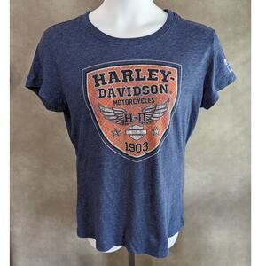 Harley Davidson Womens Charcoal Gray Short Sleeve Tee Shirt Sz XL